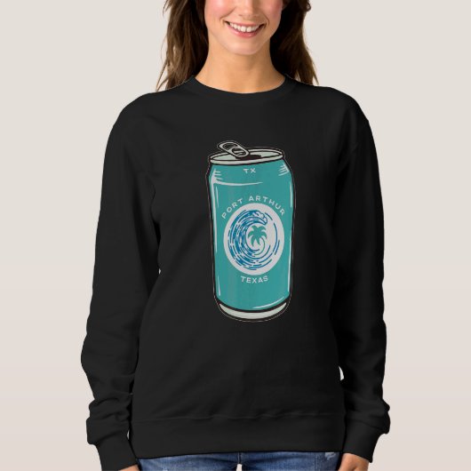 Port Arthur Texas Tx Strand Bier Frisdrank Blikje Trui (Voorkant)