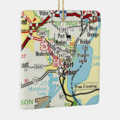 Port Arthur TX Road Map Keramisch Ornament (Rechts)