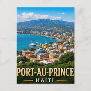 Port-au-Prince Caribische heuvels en Haïtiaans erf Briefkaart