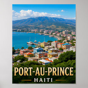 Port-au-Prince Caribische heuvels en Haïtiaans erf Poster