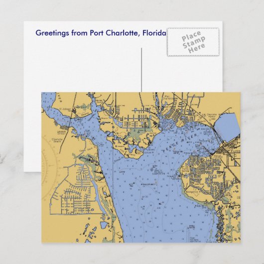 Port Charlotte, Florida Nautical Chart Briefkaart (Voorkant / Achterkant)