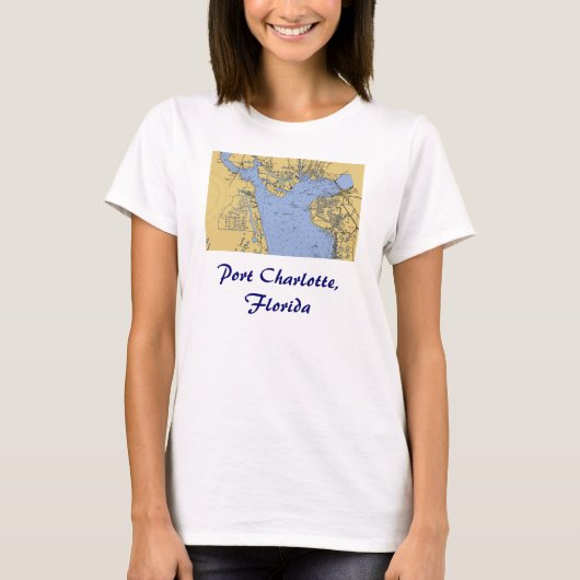 Port Charlotte, Florida Nautical Chart T-Shirt (Voorkant)