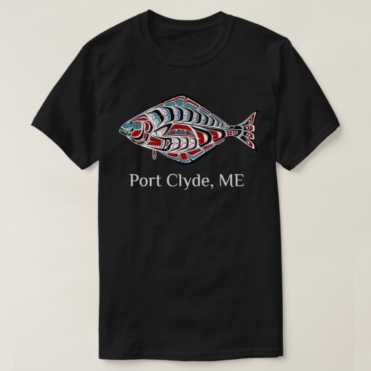 Port Clyde Maine Coast Halibut Fisherman Native Am T-shirt (Design voorkant)