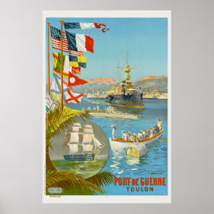Port de Guerre. Toulon. France Vintage Poster 1901