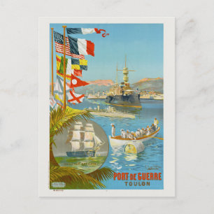 Port de Guerre Toulon. France Vintage Poster 1901 Briefkaart