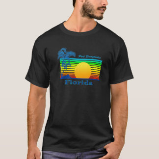 Port Everglades Florida Retro Tropical Beach Sunse T-shirt