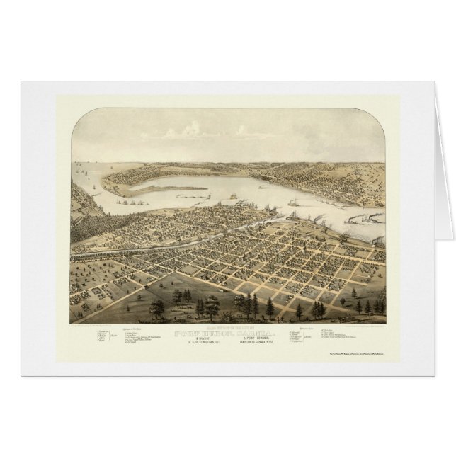 Port Huron, MI Panoramic Map - 1867 (Voorkant Horizontaal)