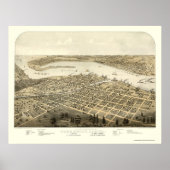 Port Huron, MI Panoramic Map - 1867 Poster (Voorkant)