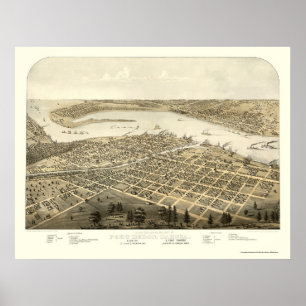 Port Huron, MI Panoramic Map - 1867 Poster