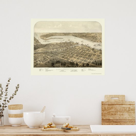 Port Huron, MI Panoramic Map - 1867 Poster (Keuken)