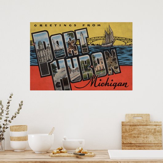 Port Huron, Michigan — grote letterscènes Poster (Keuken)