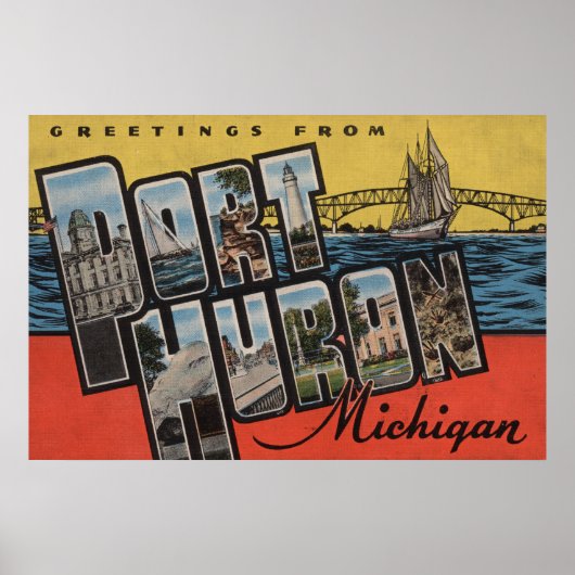 Port Huron, Michigan — grote letterscènes Poster (Voorkant)