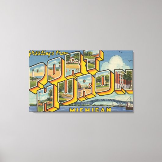 Port Huron, Michigan - Large Letter Scenes 2 Canvas Afdruk (Voorkant)