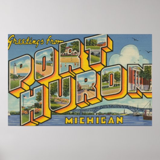 Port Huron, Michigan - Large Letter Scenes 2 Poster (Voorkant)