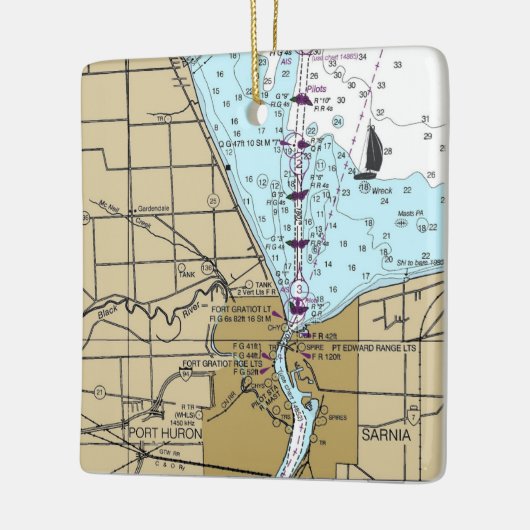 Port Huron Michigan Nautical Chart Keramisch Ornament (Links)