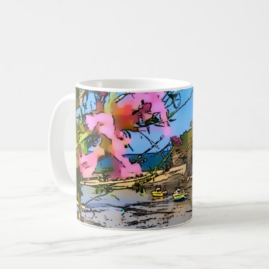 Port Isaac Cornwall Harbor Fisherman's Friends Koffiemok (Voorkant links)