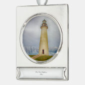 Port Isabel Lighthouse Verzilverd Banner Ornament (Links)