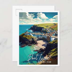 Port Issac Engeland vintage reisillustratie Briefkaart