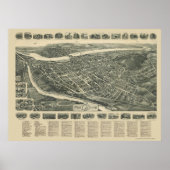 Port Jervis, NY Panoramic Map - 1920 Poster (Voorkant)