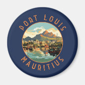 Port Louis Mauritius Retro Noodcirkel Magneet (Voorkant)