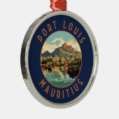 Port Louis Mauritius Retro Noodcirkel Metalen Ornament (Rechts)