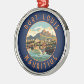Port Louis Mauritius Retro Noodcirkel Metalen Ornament (Links)