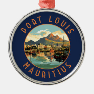Port Louis Mauritius Retro Noodcirkel Metalen Ornament