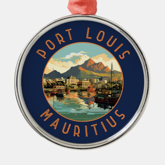 Port Louis Mauritius Retro Noodcirkel Metalen Ornament (Voorkant)