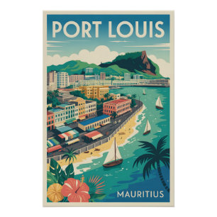 Port Louis Mauritius Retro Reisposter Kunst Perfect Poster