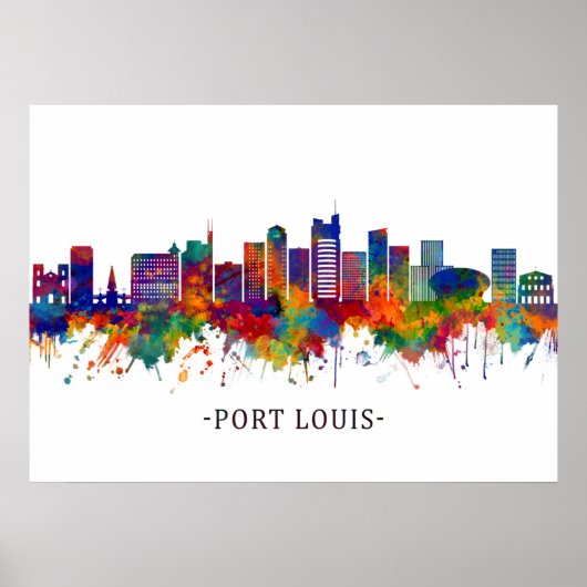 Port Louis Mauritius Skyline Poster (Voorkant)
