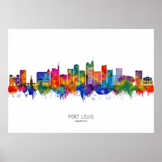 Port Louis Mauritius Skyline Poster (Voorkant)
