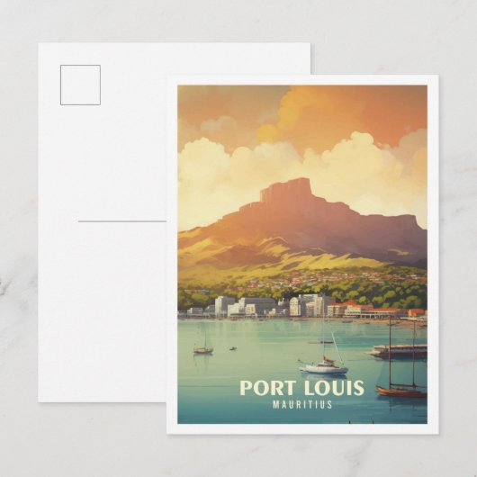 Port Louis Mauritius Vintage Travel Illustratie Briefkaart (Voorkant / Achterkant)