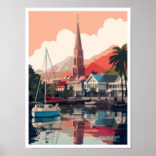 Port Louis Mauritius Vintage Travel Illustratie Poster