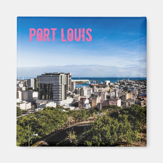 Port Louis Skyline Capital van Mauritius Magneet (Voorkant)