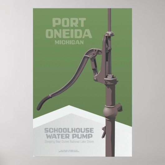 Port Oneida, Michigan - Schoolhouse Water Pump Poster (Voorkant)