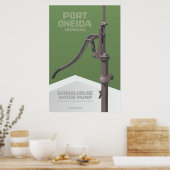 Port Oneida, Michigan - Schoolhouse Water Pump Poster (Keuken)