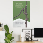 Port Oneida, Michigan - Schoolhouse Water Pump Poster (Thuiskantoor)