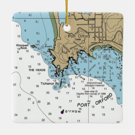 Port Orford Oregon Chart Keramisch Ornament (Achterkant)