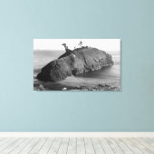 Port Orford, Uitzicht van Oregon Battle Rock Canvas Afdruk (Insitu (Houten vloer))