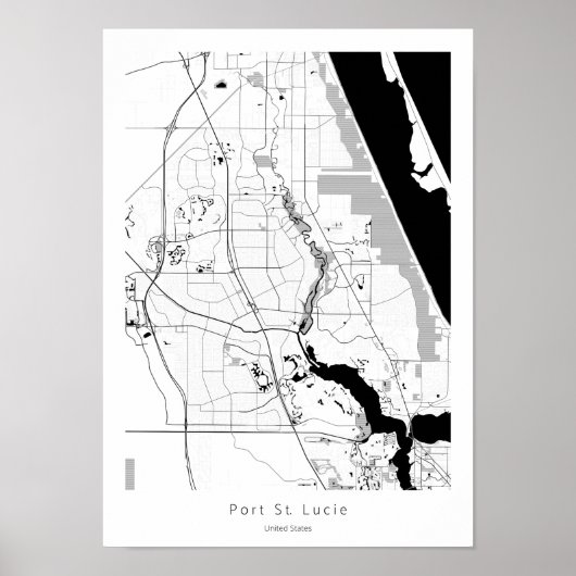 Port Saint Lucie Florida Modern Simple Map Poster (Voorkant)