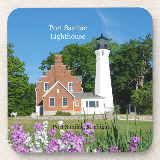 Port Sanilac Lighthouse set van 6 plastic onderzet Bier Onderzetter (Voorkant)