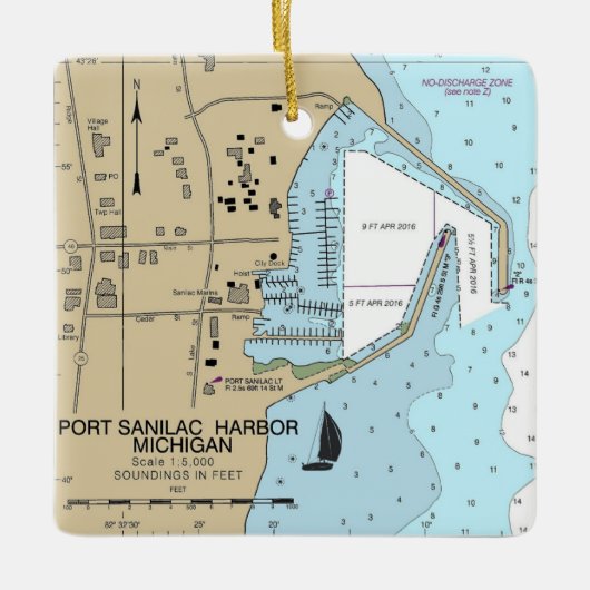 Port Sanilac Michigan Nautical Chart Keramisch Ornament (Voorkant)