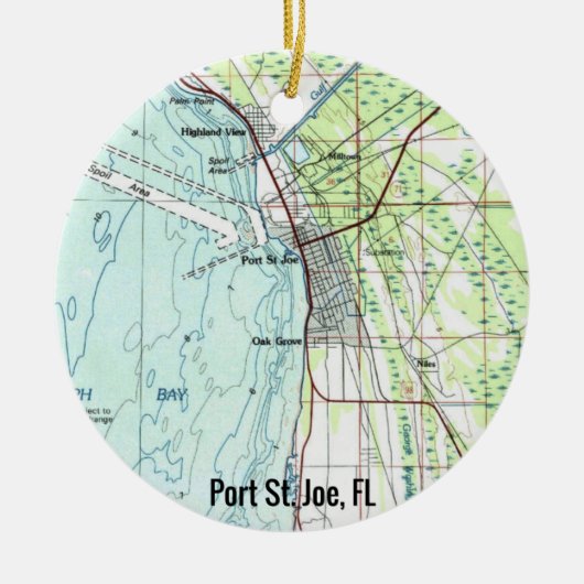 Port St. Joe Florida Map Keramisch Ornament (Voorkant)