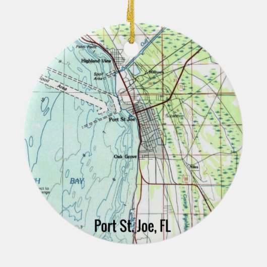 Port St. Joe Florida Map Keramisch Ornament (Achterkant)