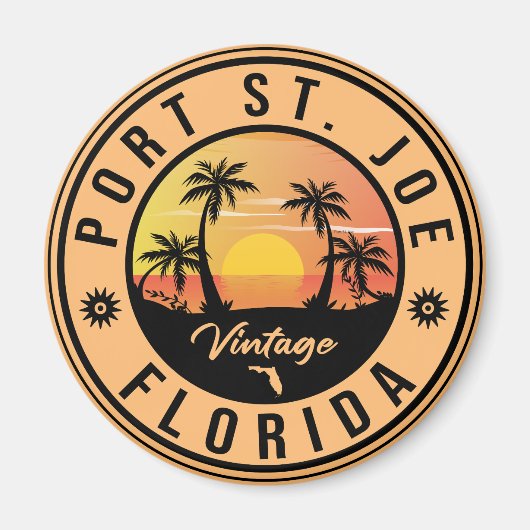 Port St. Joe Florida Retro Sunset Souvenir Magneet (Voorkant)