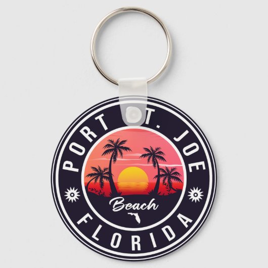 Port St. Joe Florida Retro Sunset Souvenir Sleutelhanger (Voorkant)