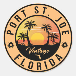 Port St Joe  Retro 70s Souvenirs Ronde Sticker