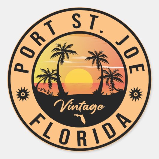 Port St Joe  Retro 70s Souvenirs Ronde Sticker (Voorkant)