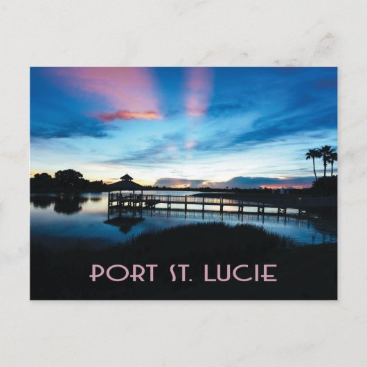 Port St. Lucie, Florida, Dock in Night Briefkaart (Voorkant)