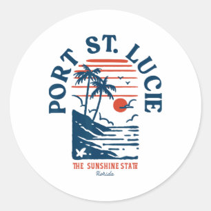 Port St. Lucie Florida Retro Surfer Vintage Strand Ronde Sticker